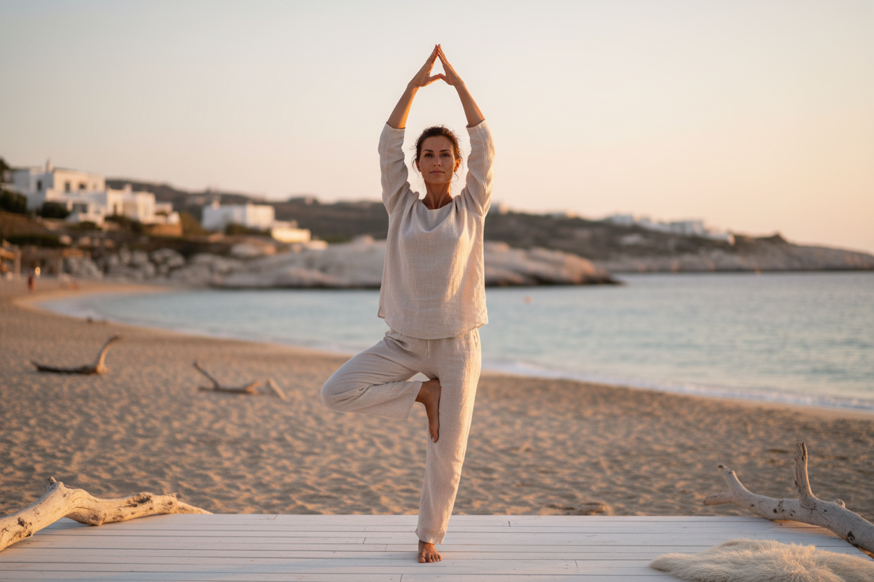 Yoga Pilates on luxury beach